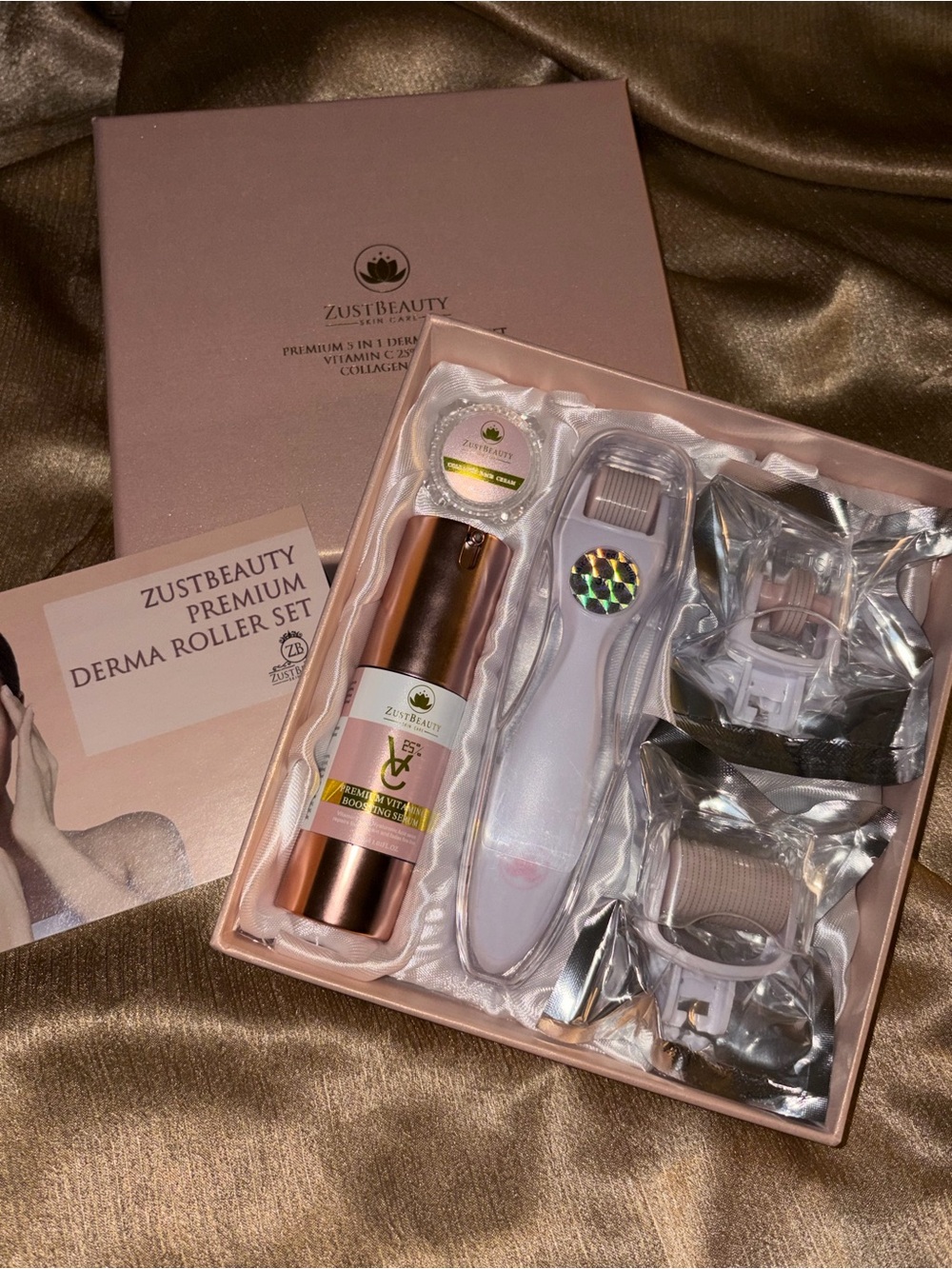 ZustBeauty Premium Derma Roller Set - Rose Gold & Pink
